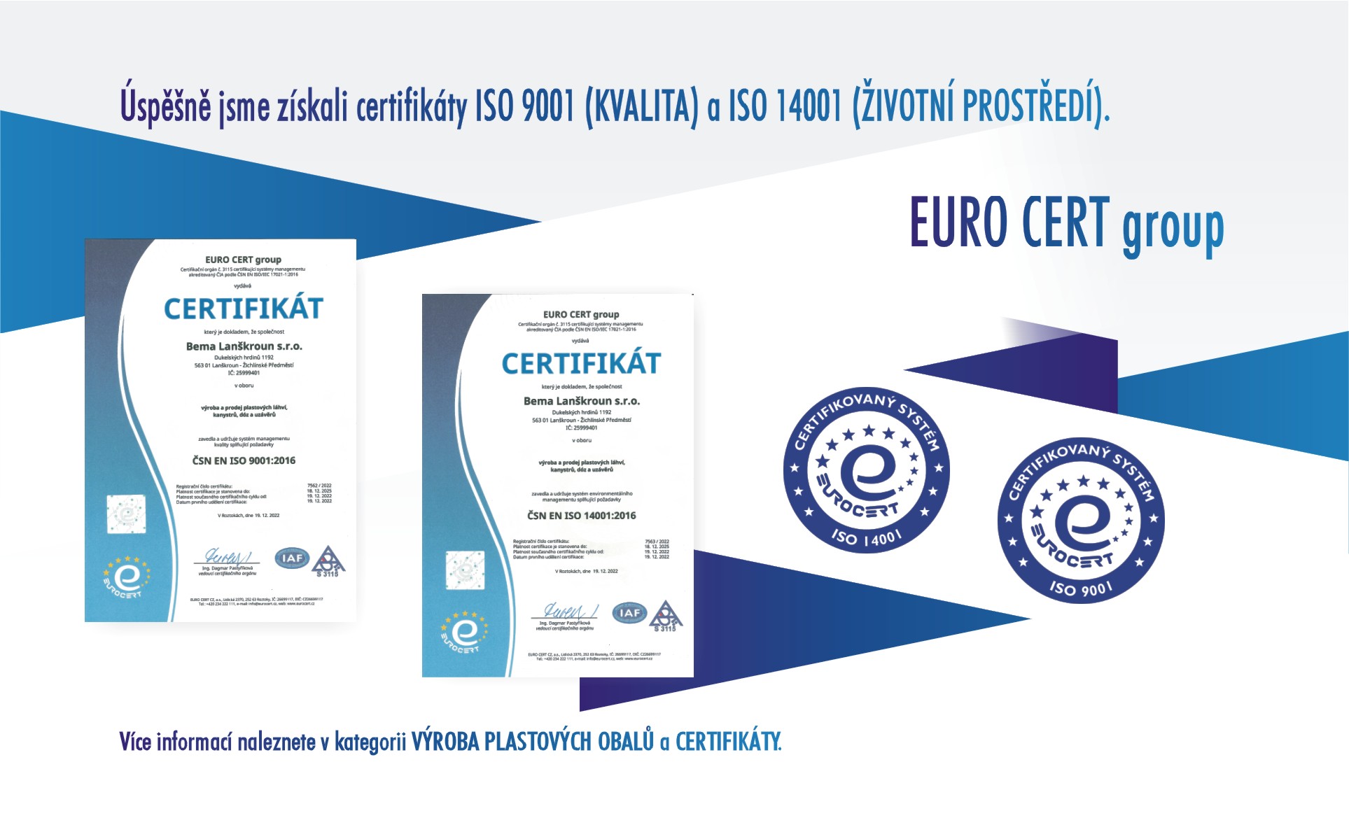 Certifik Ty Iso Kvalita A Iso Ivotn Prost Ed Bema La